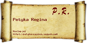 Petyka Regina névjegykártya